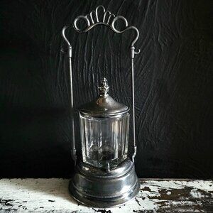 Antique Silverplated Pickle Castor With Glass Jar and Lid Victorian Style